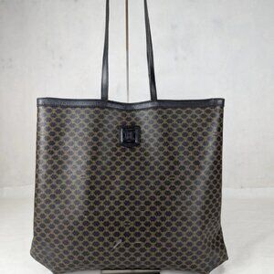 Celine Tote Bag Macadam Triomphe Leather PVC Black/Brown Shoulder Bag Italy